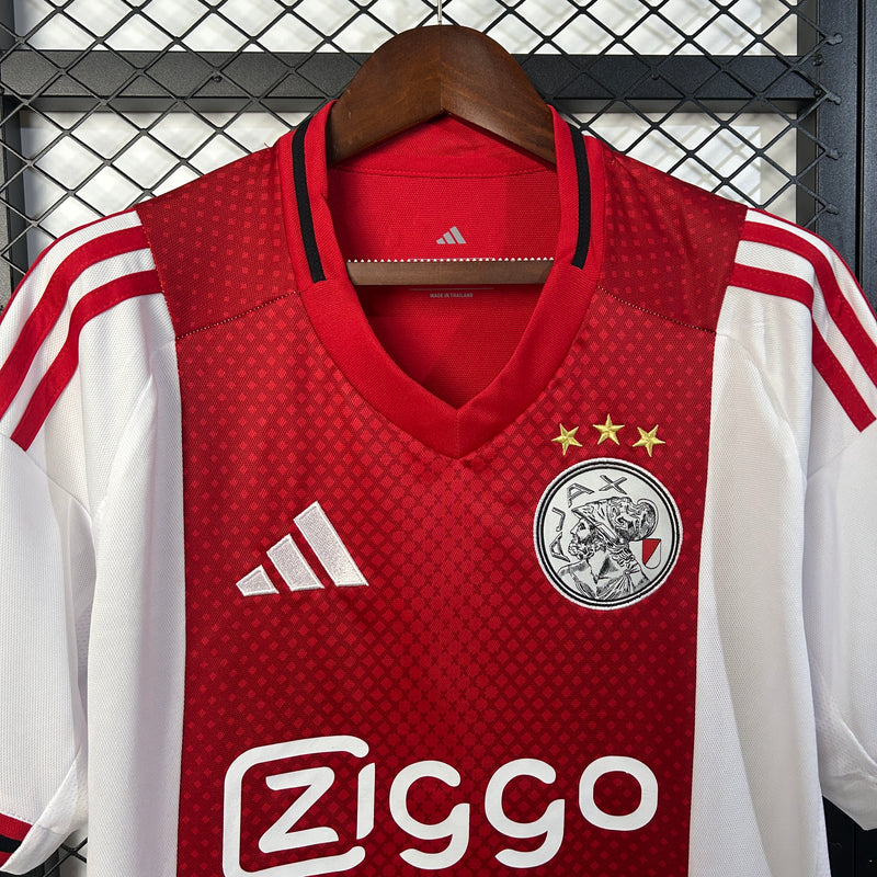 Camisa Ajax Home 25/26 Torcedor Masculina - Vermelha e Branca