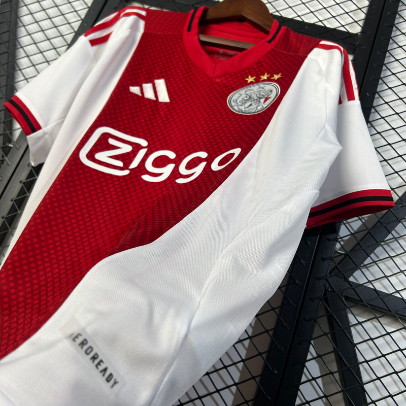 Camisa Ajax Home 25/26 Torcedor Masculina - Vermelha e Branca