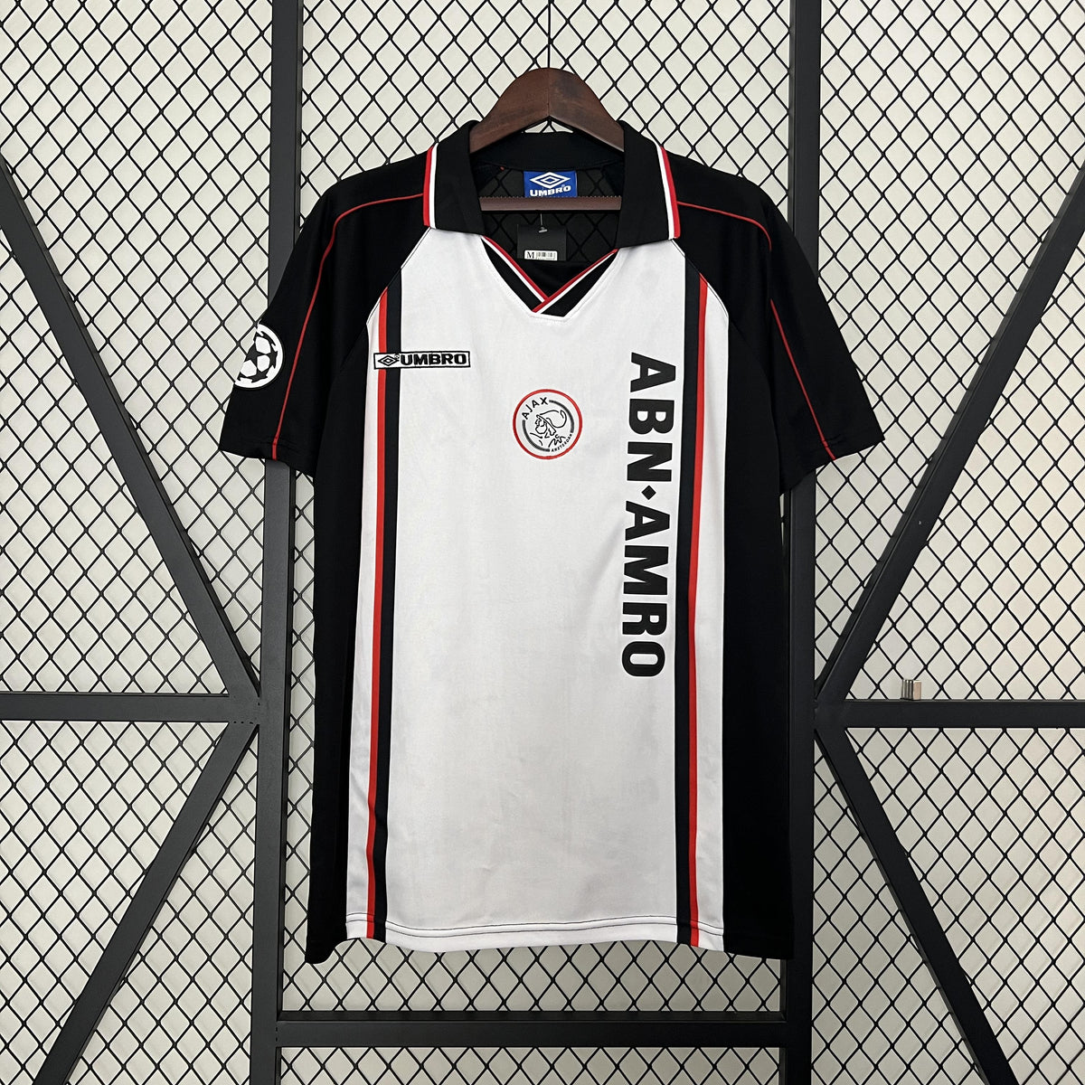Camisa Ajax Retrô Away 98/99 Torcedor Masculina - Branca e Preta
