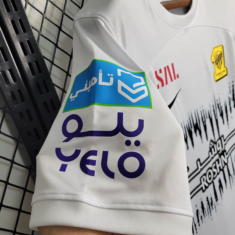 camisa-camiseta-al-ittihad-nike-versao-versao-torcedor-masculina-23-24-away-fora-ii-secundaria-2-romarinho-benzema-amarela-preta-preto-amarelo-branco-branca_10