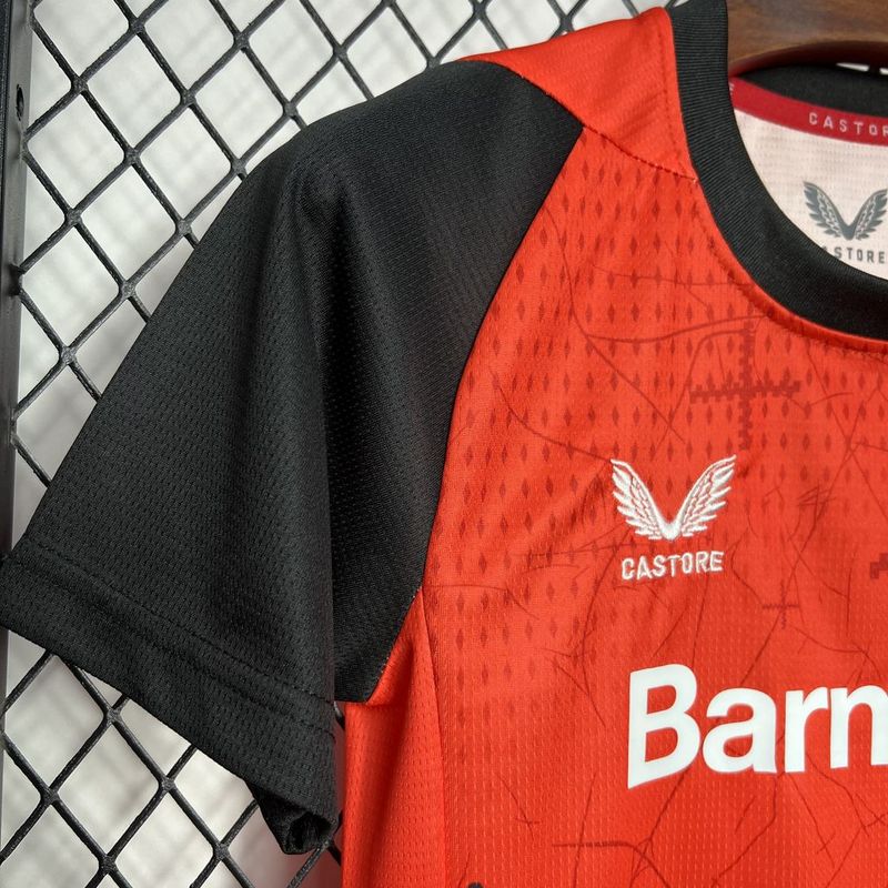 camisa-camiseta-bayer-leverkusen-castore-barmenia-versao-versao-torcedor-conjunto-infantil-24-25-home-casa-i-principal-1-vermelha-preta-branca-vermelho-preto-branc