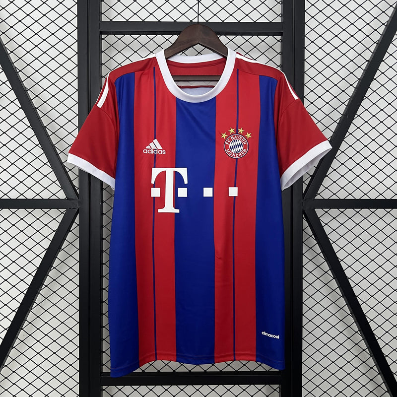 Camisa Bayern de Munique Retrô Home 14/15 Torcedor Masculina - Vermelha e Azul