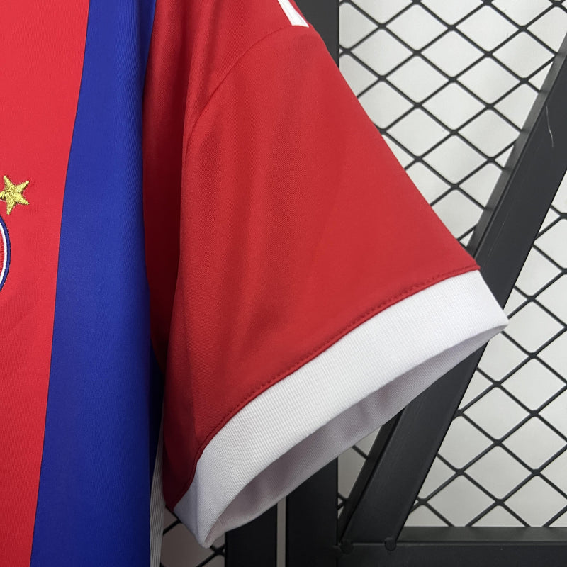 Camisa Bayern de Munique Retrô Home 14/15 Torcedor Masculina - Vermelha e Azul