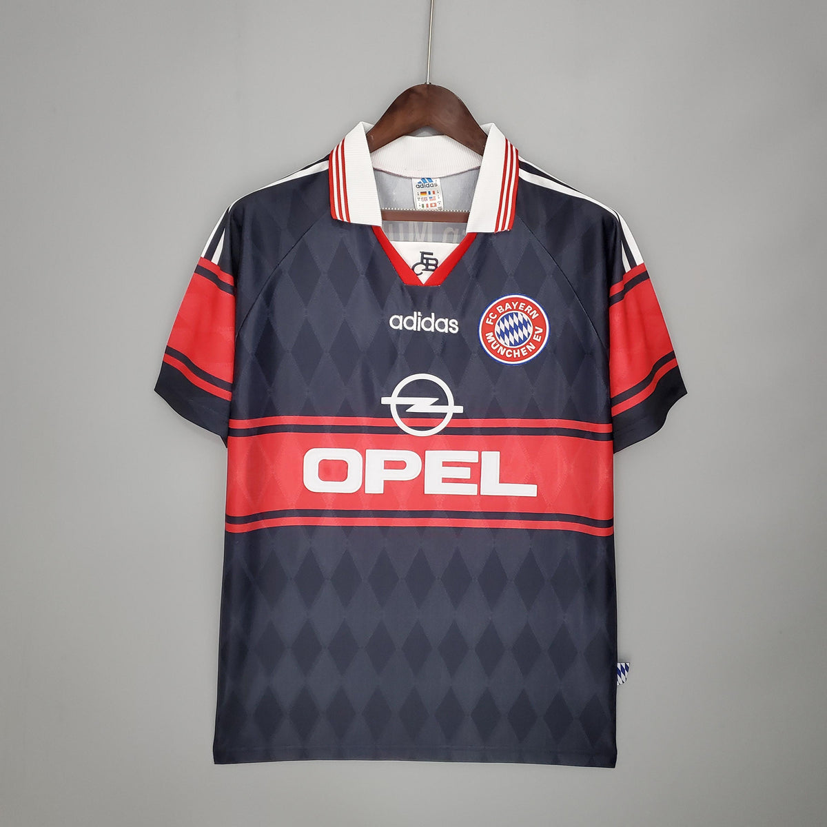 97-99 ホーム  FC Bayern München Camisa Bayern de Munique Retrô Home 97/99 Torcedor Masculina - Cinza