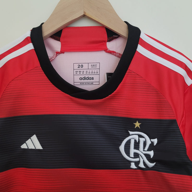 camisa-camiseta-flamengo-adidas-versao-versao-torcedor-conjunto-infantil-shorts-23-24-home-casa-i-principal-1-pedro-arrascaeta-de-vermelho-vermelha-preto-preta_9