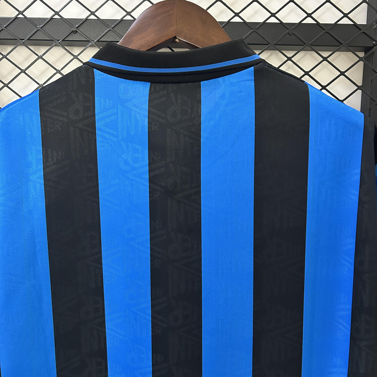 インテル Fiorucci シャツ 青/黒 ストライプ Camisa Inter de Milão Retrô Home 92/94 Torcedor Masculina - Azul e Pre