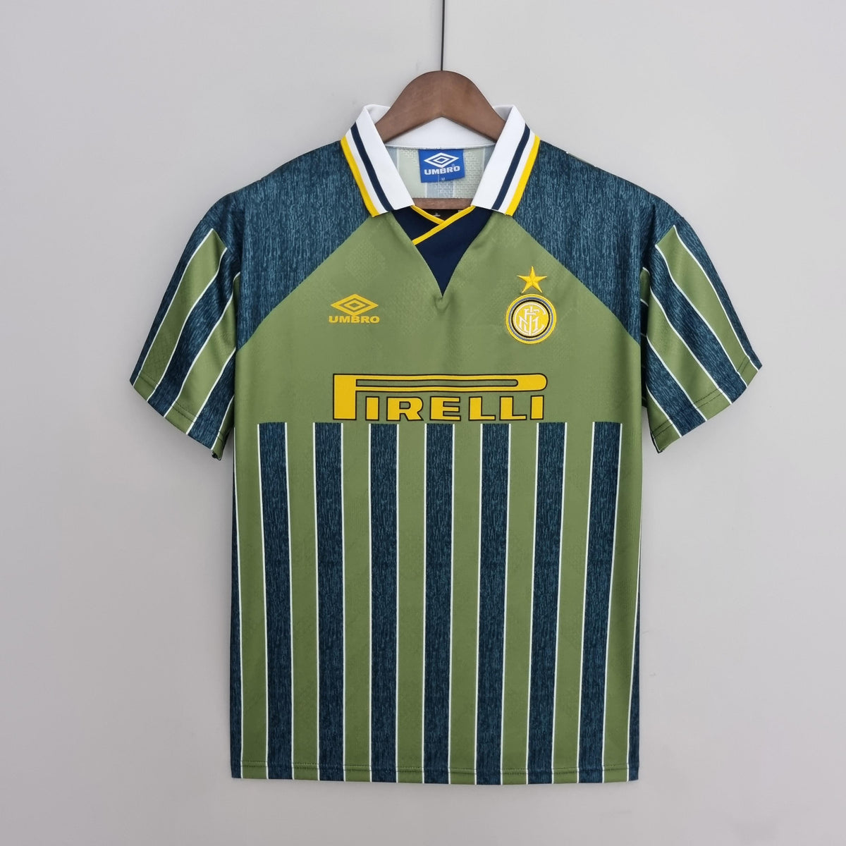Camisa Inter de Milão Retrô Away 95/96 Torcedor Masculina - Verde e Az