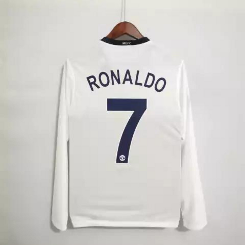 camisa-camiseta-manga-longa-manchester-united-nike-aig-versao-versao-torcedor-cr7-cristiano-ronaldo-masculina-08-09-away-fora-ii-secundaria-2-vermelha-branco-branca-retro-retro-vermel