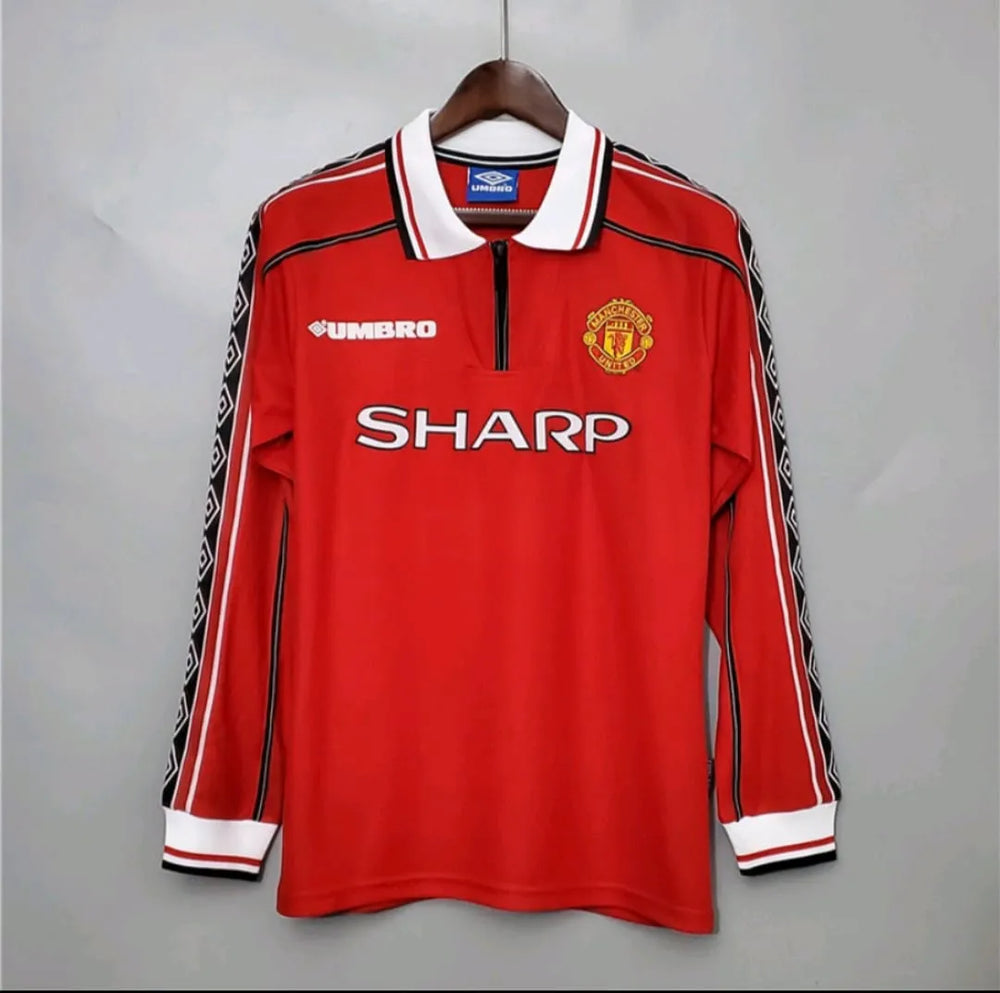 Camisa Manga Longa Manchester United Retrô Home 98/99 Torcedor Masculi