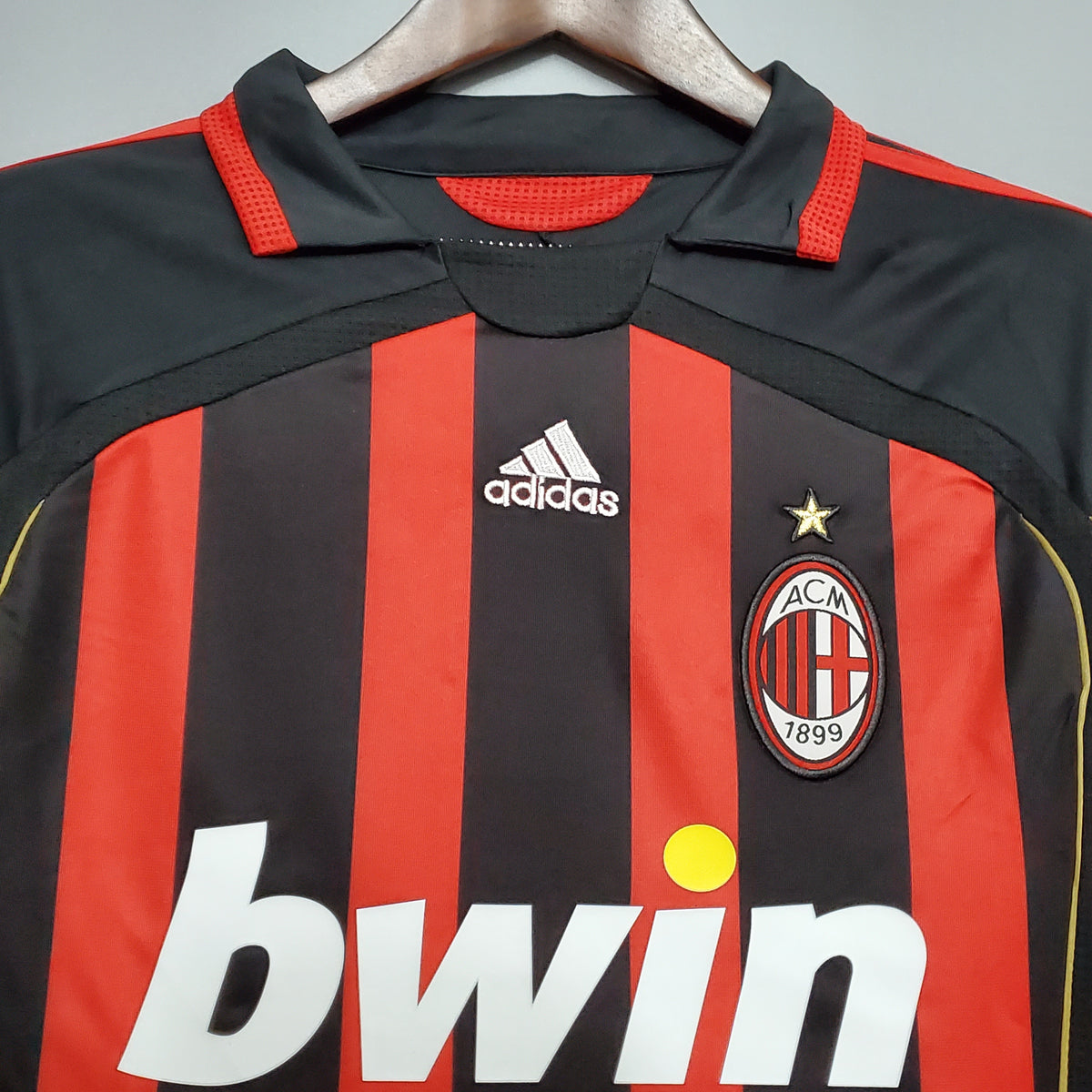 Camisa Manga Longa Milan Retrô Home 06/07 Torcedor Masculina - Vermelh