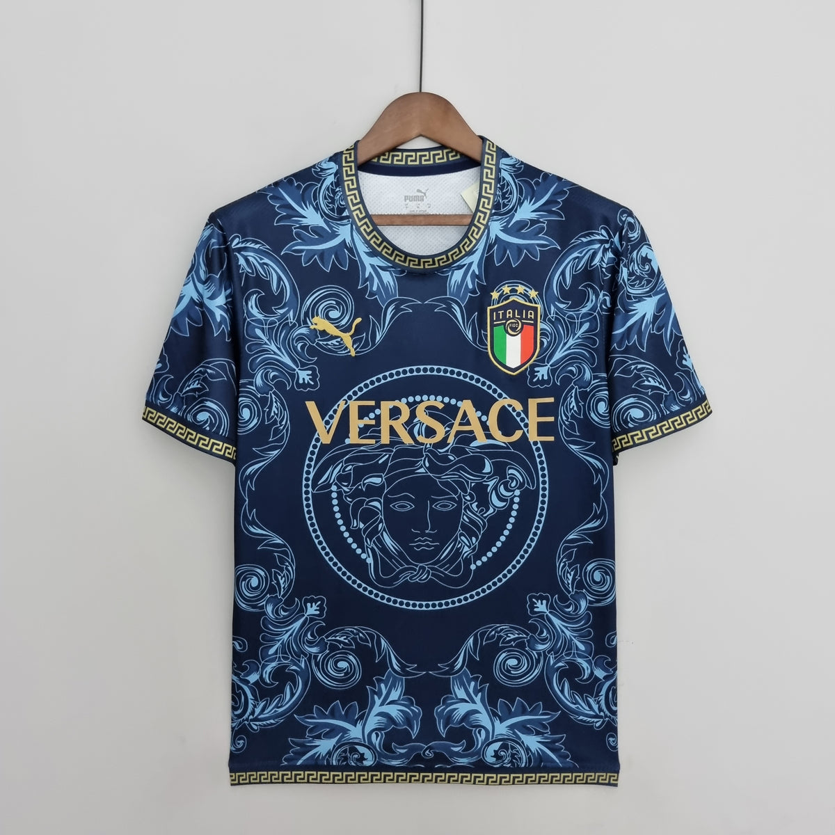PUMA VERSACE イタリア代表シャツ Lサイズ Camisa Itália Edição Especial Versace 22/23 Torcedor Masculina - Azul