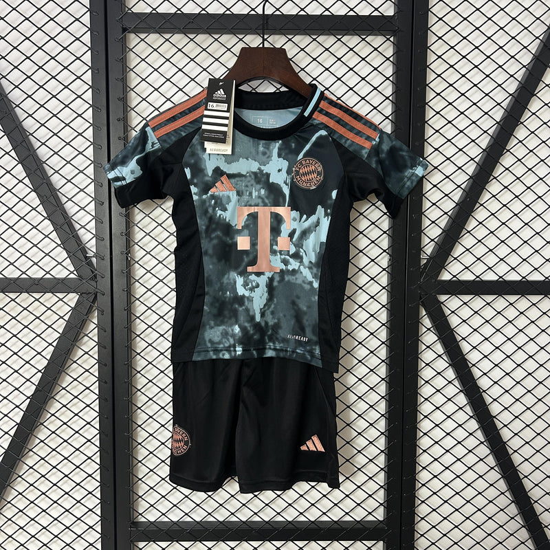 camisa-camiseta-shorts-bayern-munchen-adidas-T-versao-versao-torcedor-conjunto-infantil-kids-24-25-away-fora-ii-secundaria-2-preta-preto-azul-vermelha-vermelho_1