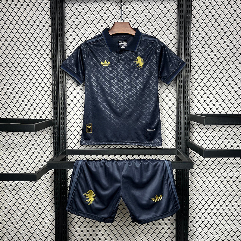 camisa-camiseta-shorts-juventus-adidas-versao-torcedor-conjunto-infantil-kids-24-25-third-away-fora-iii-terceira-3-azul-dourado-dourada_1