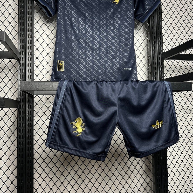 camisa-camiseta-shorts-juventus-adidas-versao-torcedor-conjunto-infantil-kids-24-25-third-away-fora-iii-terceira-3-azul-dourado-dourada_3
