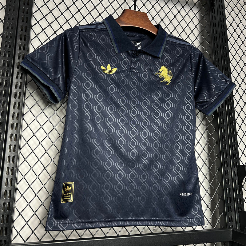 camisa-camiseta-shorts-juventus-adidas-versao-torcedor-conjunto-infantil-kids-24-25-third-away-fora-iii-terceira-3-azul-dourado-dourada_4