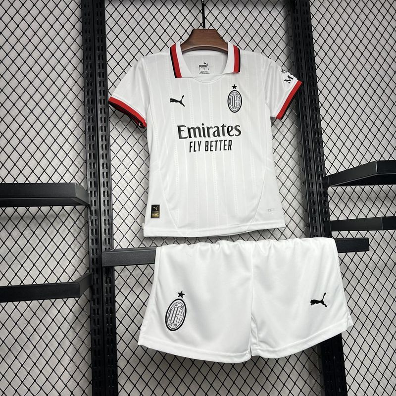 camisa-camiseta-shorts-milan-puma-fly-emirates-better-versao-versao-torcedor-conjunto-infantil-kids-24-25-away-fora-ii-secundaria-2-vermelha-preta-vermelho-preto-branca-bran