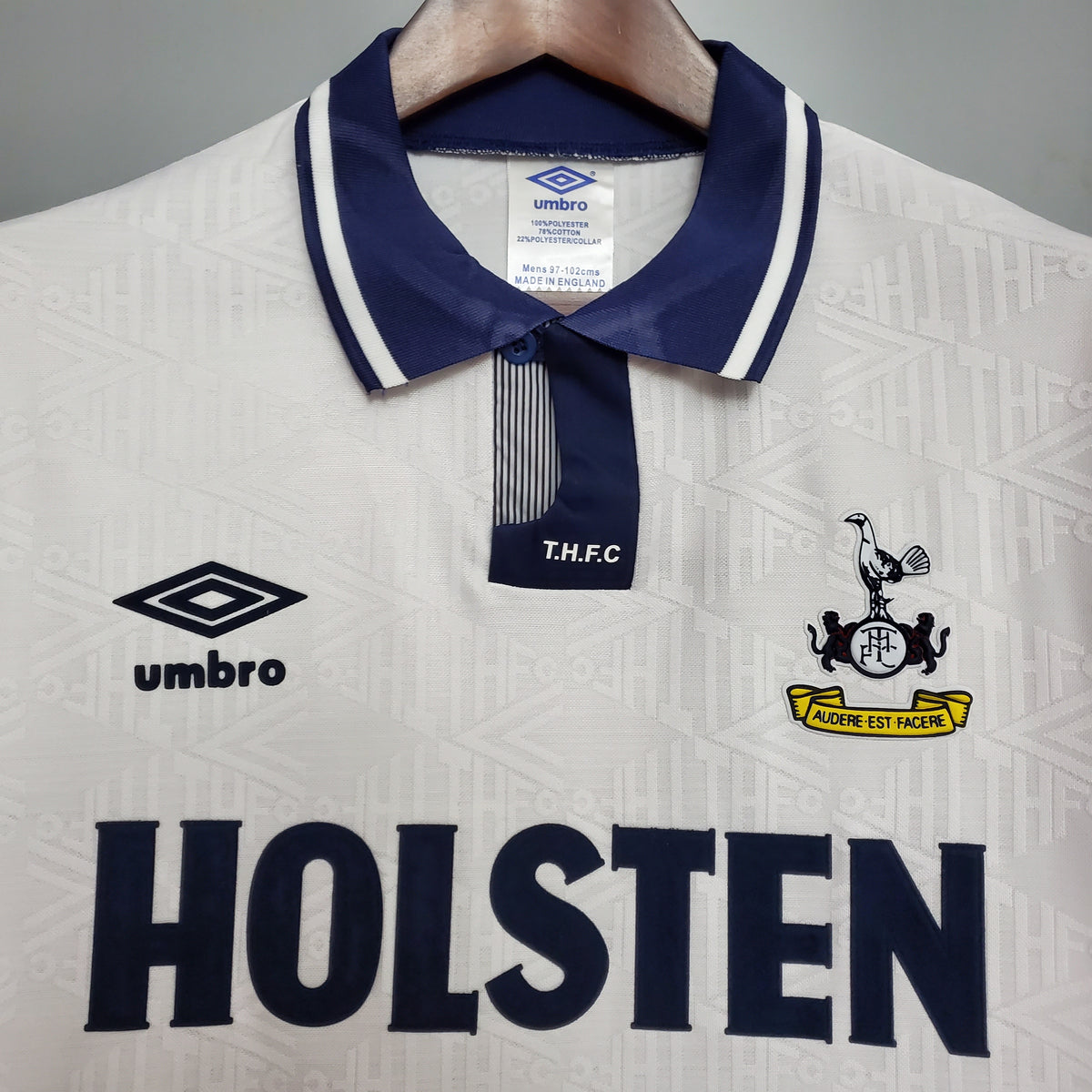 UMBRO トッテナム　ユニフォーム　HOLSTEN Camisa Tottenham Retrô Home 1994 Torcedor Masculina - Branca